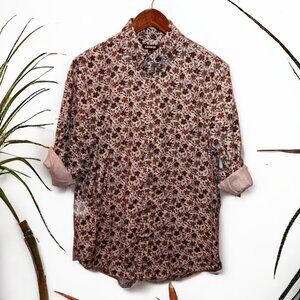 Express ★ Men's Casual Button-Up Dress Shirt ★ Vienna Autumn Floral Print